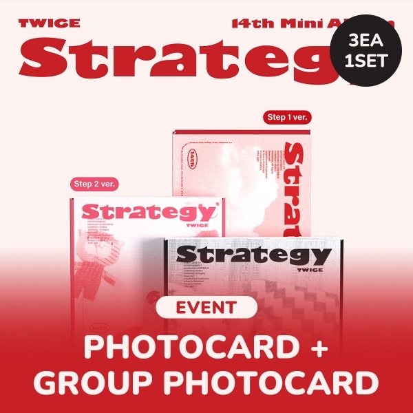 【セット/アルバム3種】 TWICE - STRATEGY + WITHMUU PHOTOCARD + GROUP PHOTOCARD