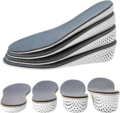 他サイト： シークレットインソール 身長アップ 低反発記憶ソール 衝撃吸収 中敷き 軽量 男女兼用2cmx2組 22.5cm～27cm(ホワイト, 2cm x 2組)の商品画像