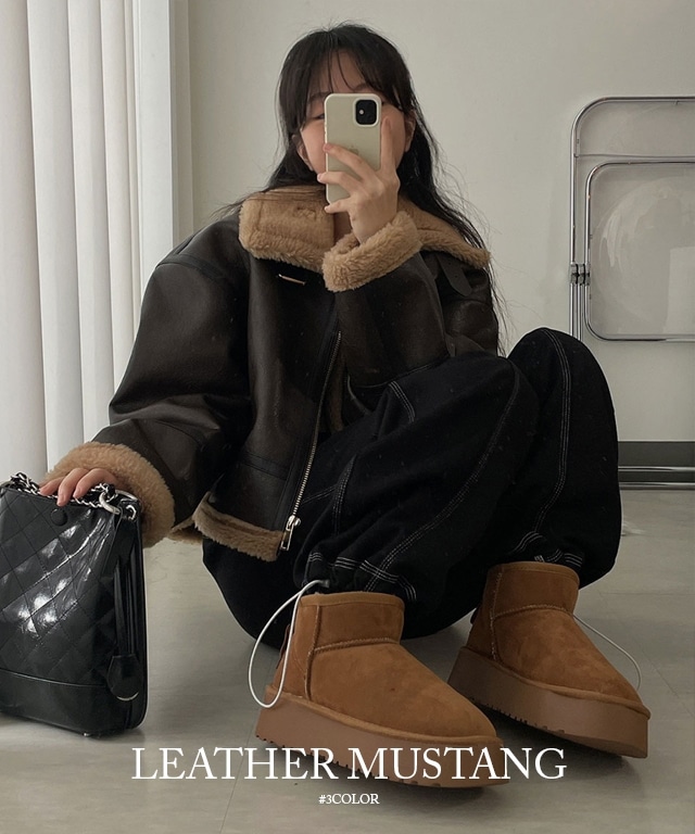 [ハイネック/ムードのドストライク！] ハイネック レザー ムートン (3color) 9,413円