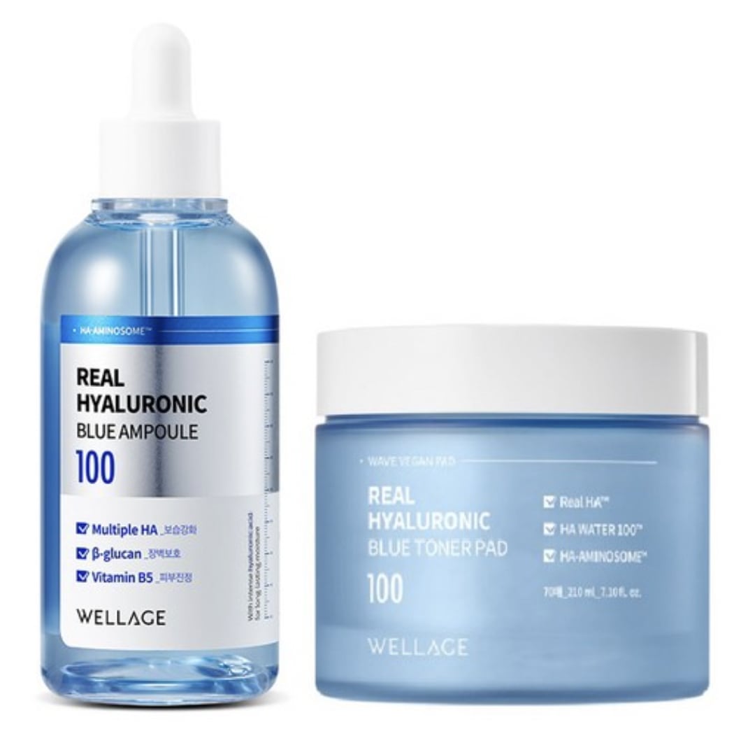 リアル ヒアルロニック ブルー 100 アンプル 100ml + ブルー トナー パッド 70枚 1セット