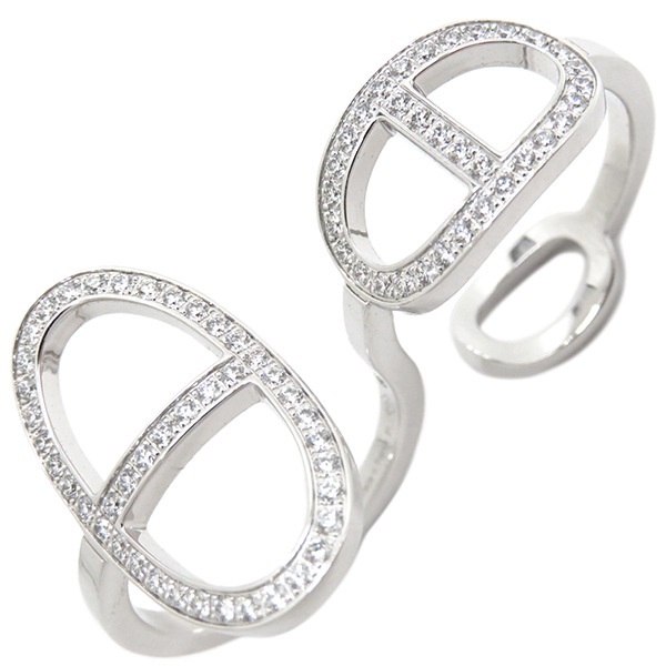 エルメス HERMES リング 指輪 シェーヌダンクル コントゥール ダブル K18WG ダイヤモンド ホワイトゴールド #51(JP11) 18K 750AU 11号 【箱】【中古】