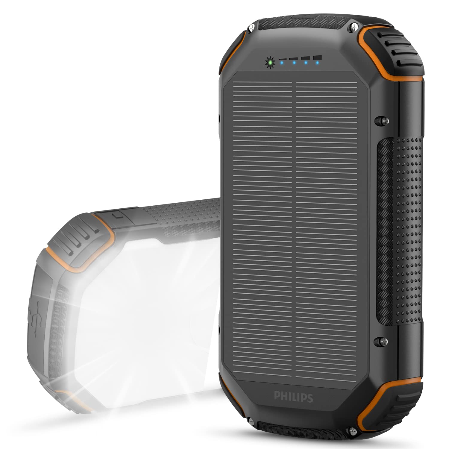 Philips(フィリップス)【ソーラー モバイルバッテリー 20000mAh】ソーラー充電器 ソーラーチャージャー 4way蓄電 大容量充電器 ５ポート 入出力兼用/急速充電/高輝度 LED/SOS