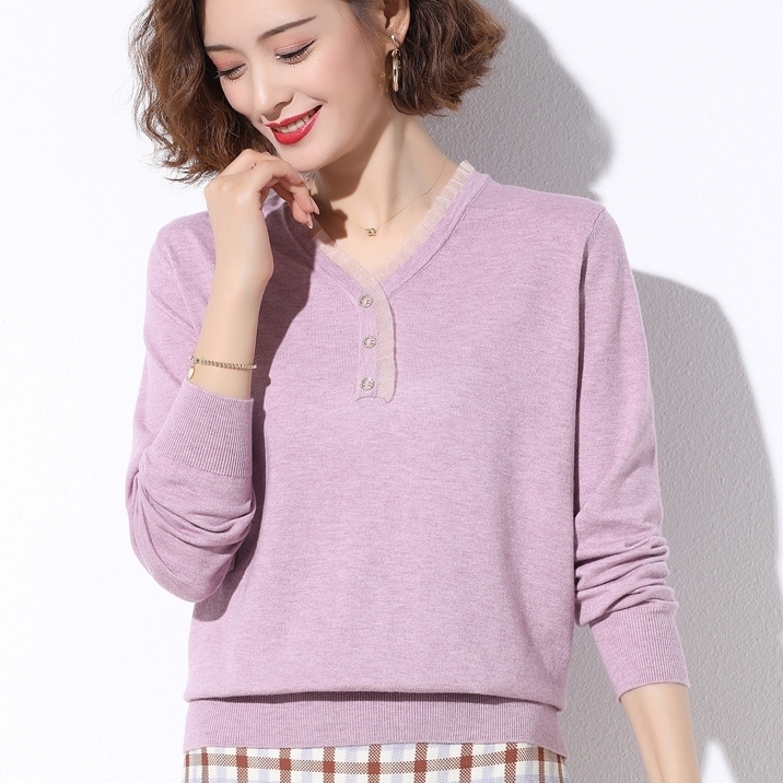 トップス レディース 送料無料 7色 Tシャツ ニット カットソー Vネック 長袖 ジュリエットスリーブ プルオーバー 体型カバー バストアップ フィット感 伸縮性 ボディライン カーキ ホワイト ブ