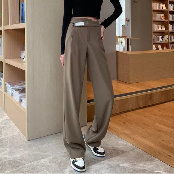 【楽天人気アイテム】 レディース テーパードパンツ ダンス衣装 ウエストゴム 美シルエット ファッション 無地 ボタン ハイウエスト レギュラー丈 カジュアルパンツ