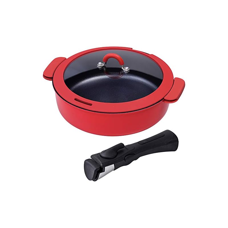 【即納】和平フレイズ 取っ手が取れる 鍋 フライパン 24cm レッド IH対応 ガス マルチパン PFOAフリー ふっ素樹脂加工 ToMay RB-1721