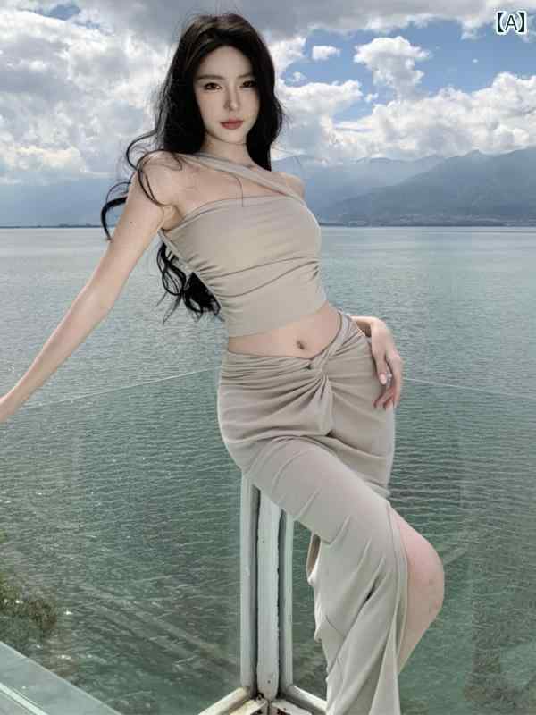 レディース ファッション リゾート ビーチ 休暇 旅行 衣装 夏 ホット ガール スリム ヒップライン フィット ツーピース