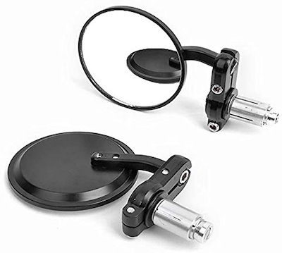 他サイト： バイク ミラー 左右セット バーエンドミラー 汎用 丸形 ブラック( 非折りたたみ)の商品画像