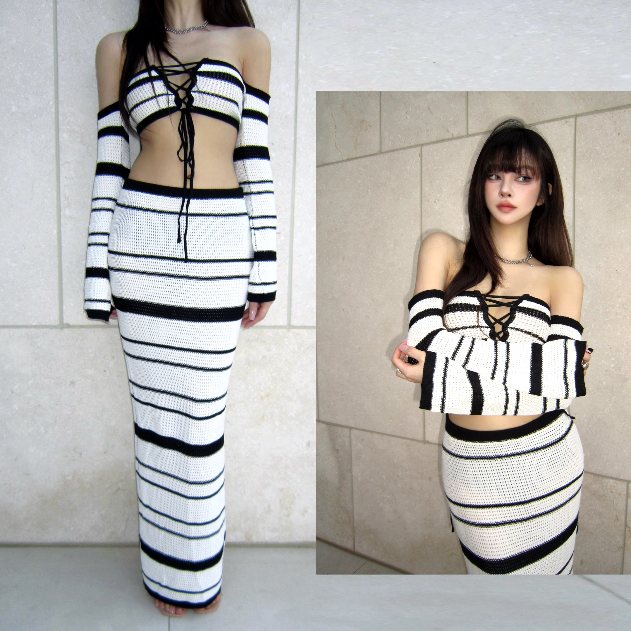 Striped knitwear set