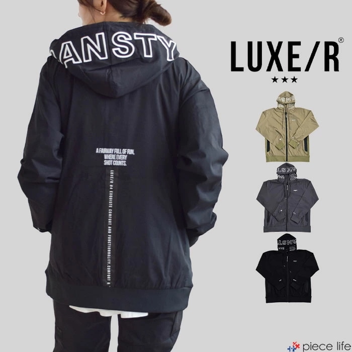【2025秋冬新作】 LUXE/R ラグジュ ゴルフ トップス ZIP パーカー ナイロン スウェット ジップアップ プリント ストレッチ布帛 ゴムラバーライン メンズ レディース46138