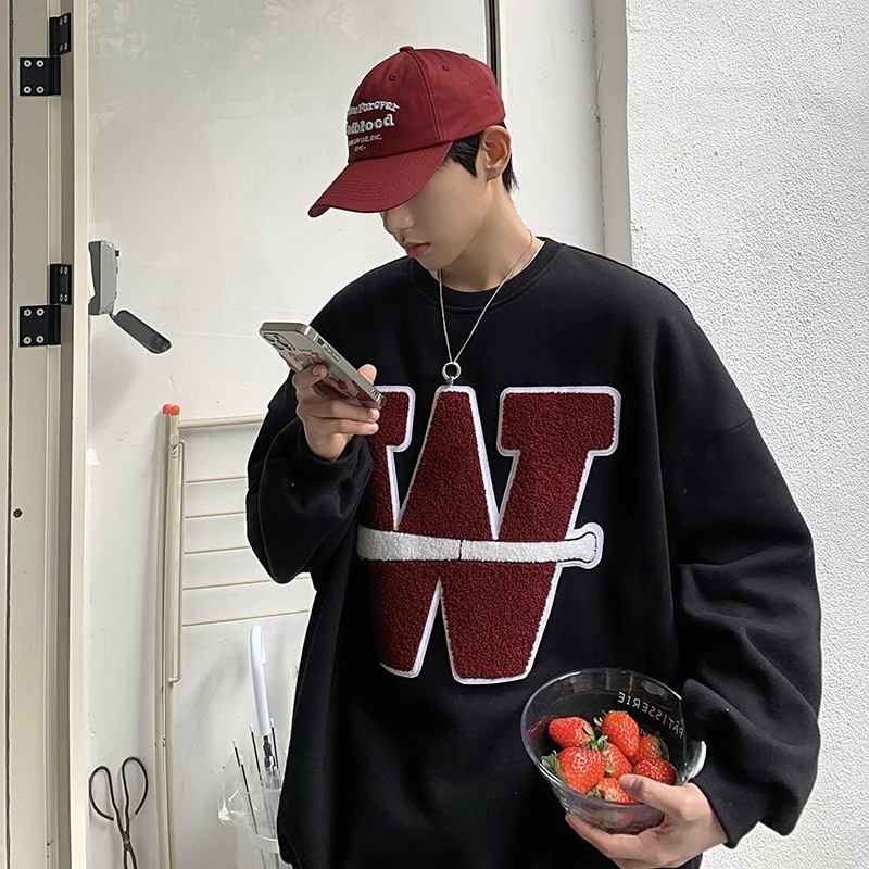 欧米 アルファベット花柄 レトロ スウェット メンズ ins 流行り 百掛け ゆったり 丸ネック スウェット メンズ トップス ジャケット