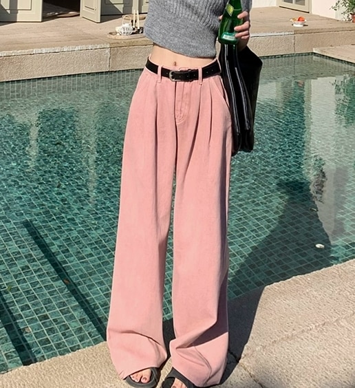 ワイドパンツ デニム ゆったり オーバーサイズ ハイウエスト パンツ デニムパンツ ルーズ スリム ストレート ワイド 裾ワイド ポケット 大人可愛い シンプル カジュアル 大人 おしゃれ レトロ