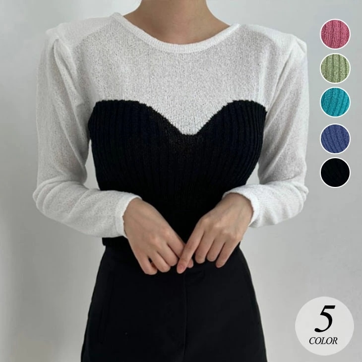 クーポン利用で半額 レイヤード風 ニット 長袖 トップス レディース プルオーバー インナー キャンディーカラー 重ね着風 スリム ニットウェア ニットトップス 長袖ニット 韓国ファッション