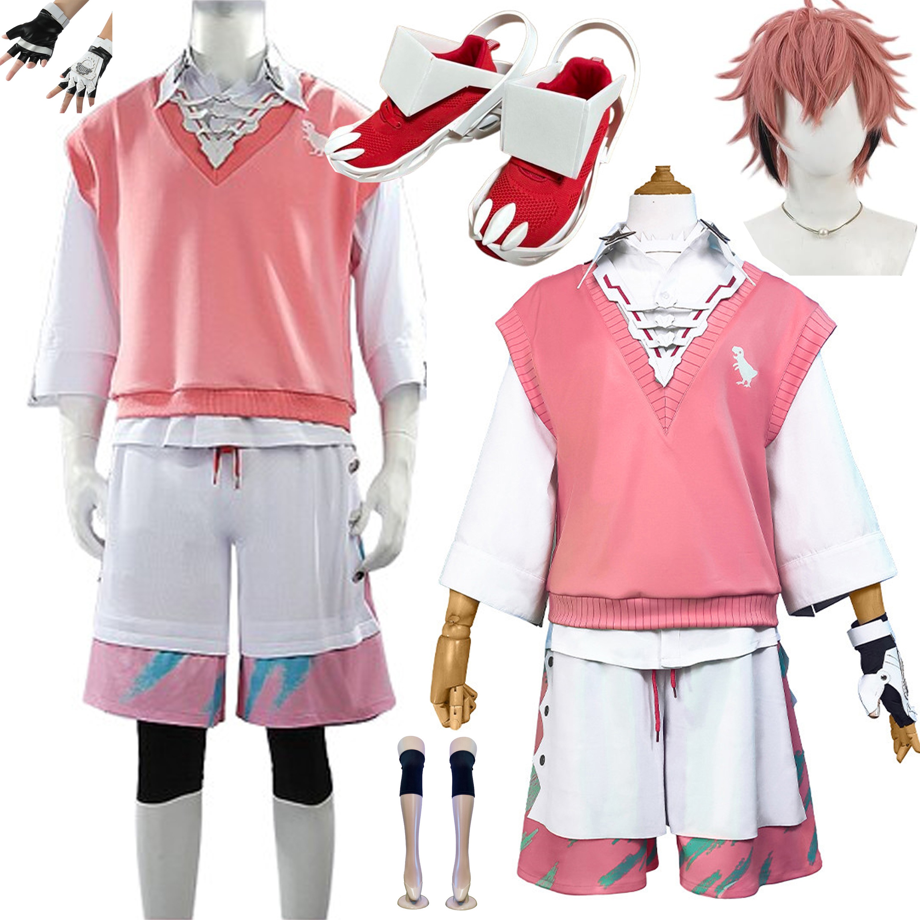 【2枚購入で200円OFF】【全シリーズ発売中】 【値引き中】靴 ウィッグ 衣装 コスプレ ハロウィン コスプレ あかぎうぇん 衣装 変身前 ウェン 赤城 コスプレ 赤城文 セット スパッツ＋手袋付き