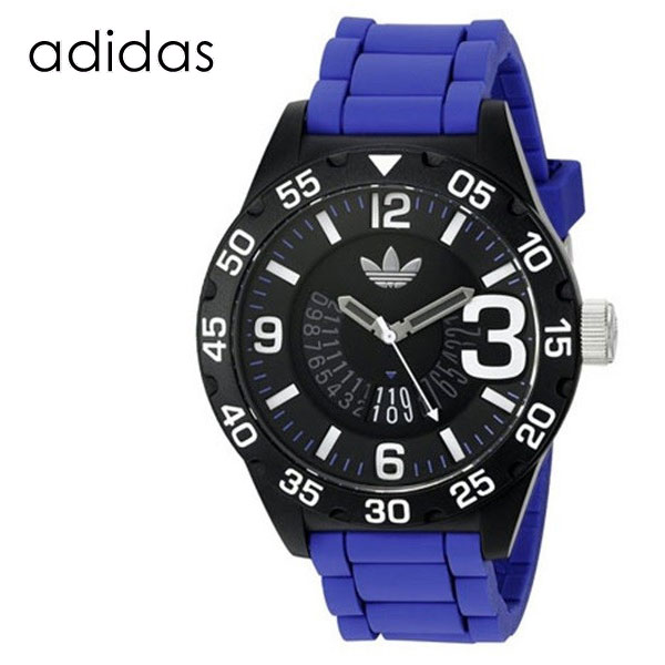 訳あり BOX無し 収納ケース付き 1本用 誕生日ギフト 合格 アディダス メンズ レディース 腕時計 手表 ニューバーグ ブラック×ブルー ADH3112 入学社会人 ポイント消化 19,800円