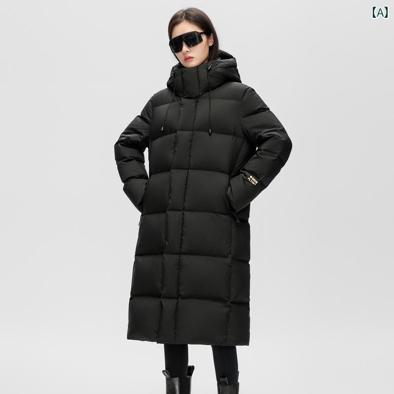 ダウンジャケット メンズ レディース ロング アウター 防寒 おしゃれ 秋冬 カップル 厚手 暖かい ブラック