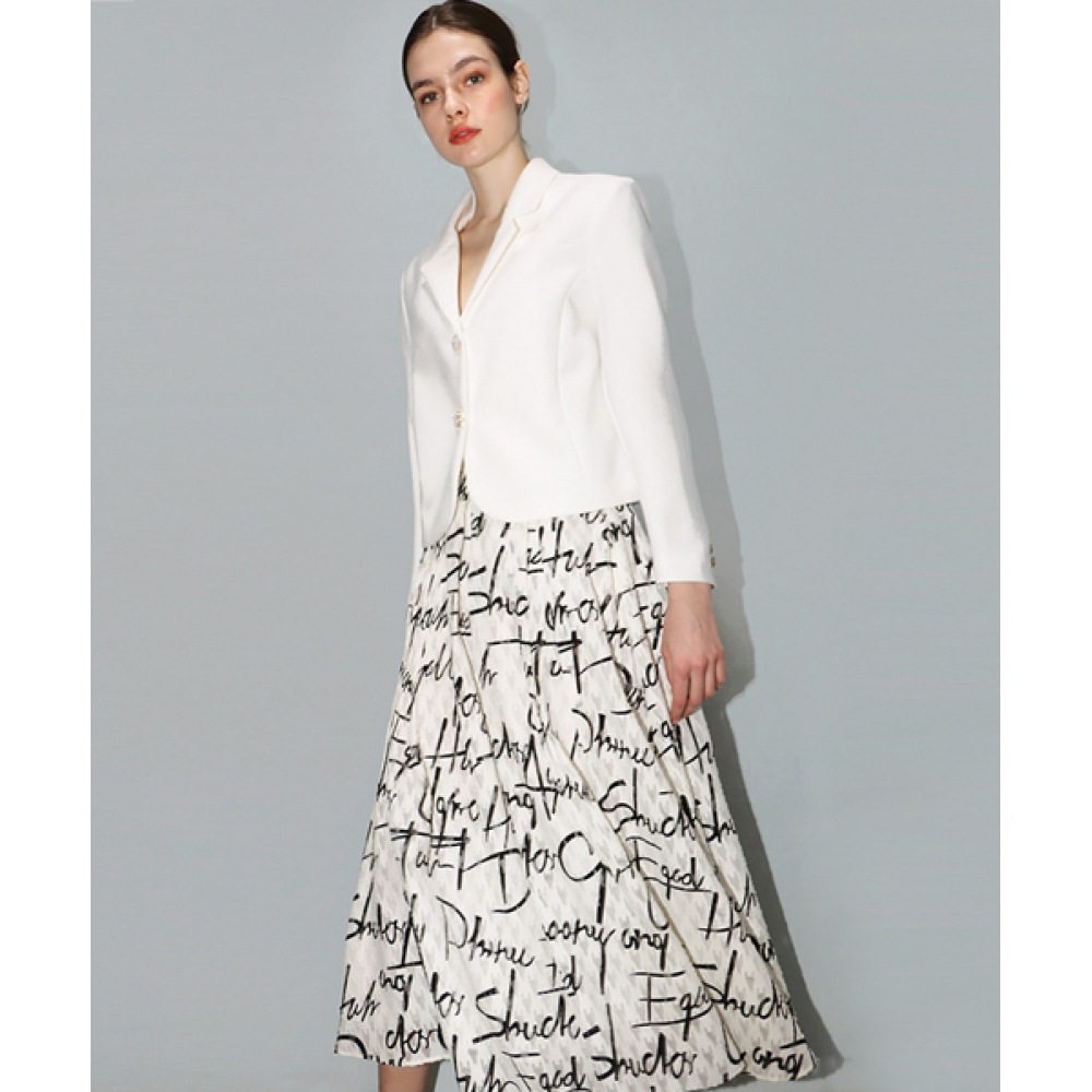 DAMAGE MNEMONICレタリングホワイトスカート_Lettering White SK