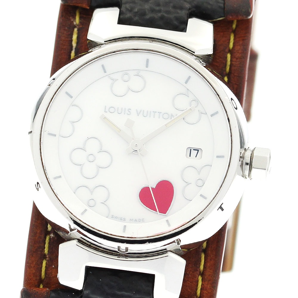 ルイ・ヴィトン LOUIS VUITTON Q121A タンブール ラブリーハート デイト クォーツ レディース _910312【中古】