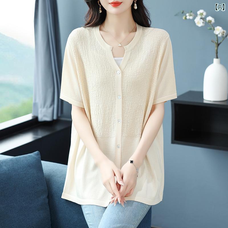 トップス レディース おしゃれ 上品 通勤 オフィス カジュアル ジャカード 半袖 シャツ 服 薄手 涼しい 涼しい 夏 シンプル 大きめサイズ シャツ