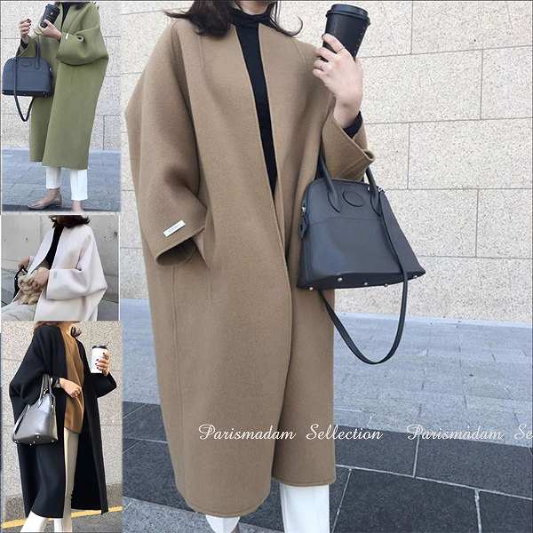 限定カラー大人ロングコート　マント　ポンチョ　七分袖　ゆったり　ノーカラーコート　フリーサイズ ラグラン袖お出かけ通勤通学20代30代40代50代60代