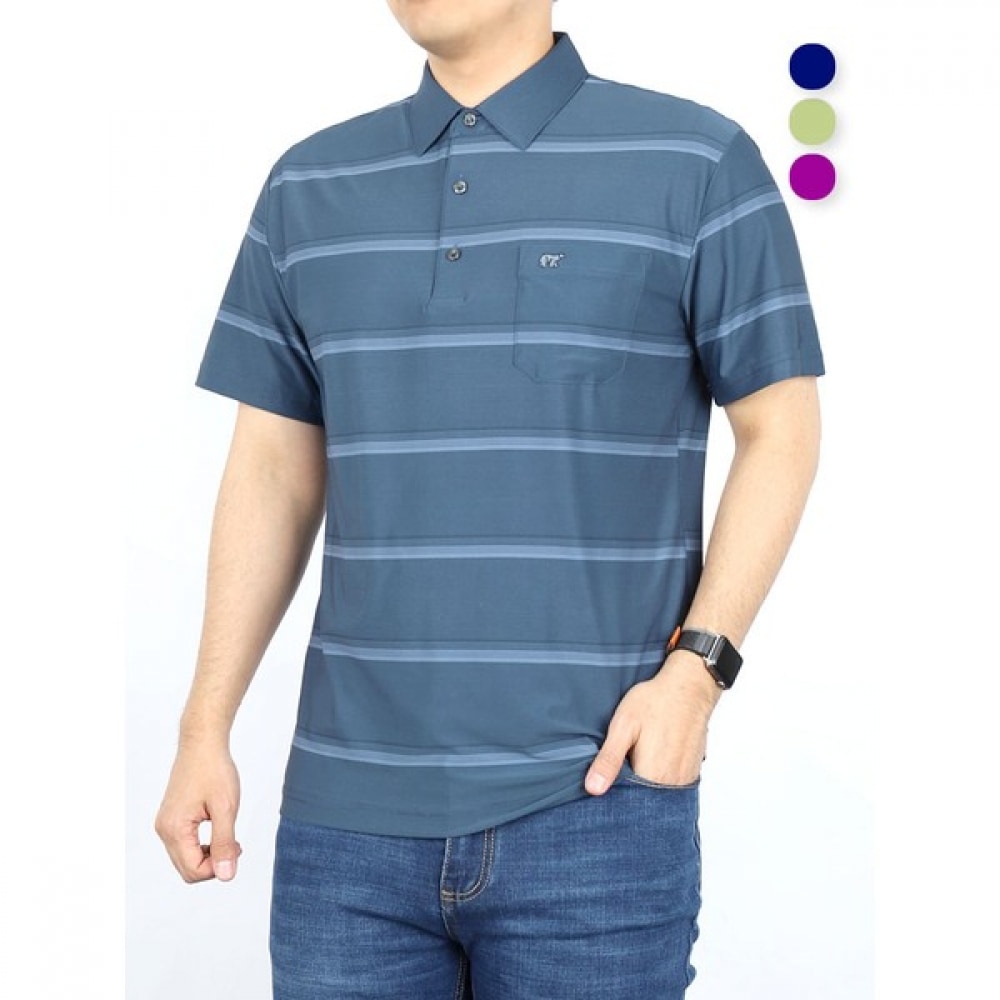 (ノーブルジーンズ) NA ストライプカラー半袖Tシャツメンズ半袖Tシャツスパンストライプカラーサマー Tシャツ