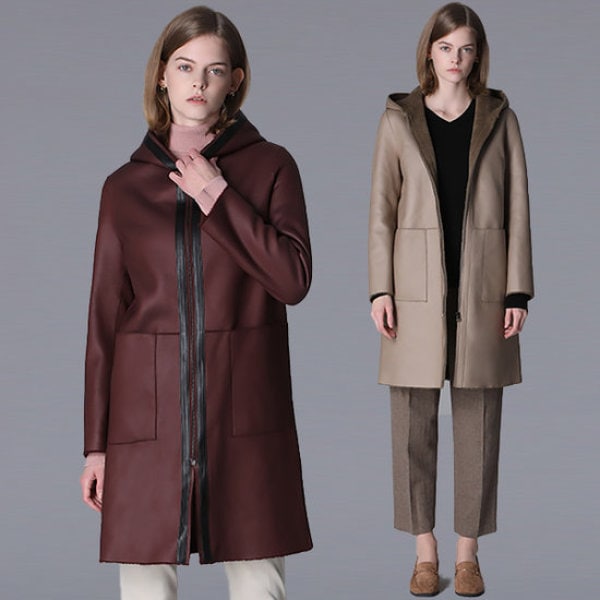 LEOT ミニマル ムートン フード ロングコート