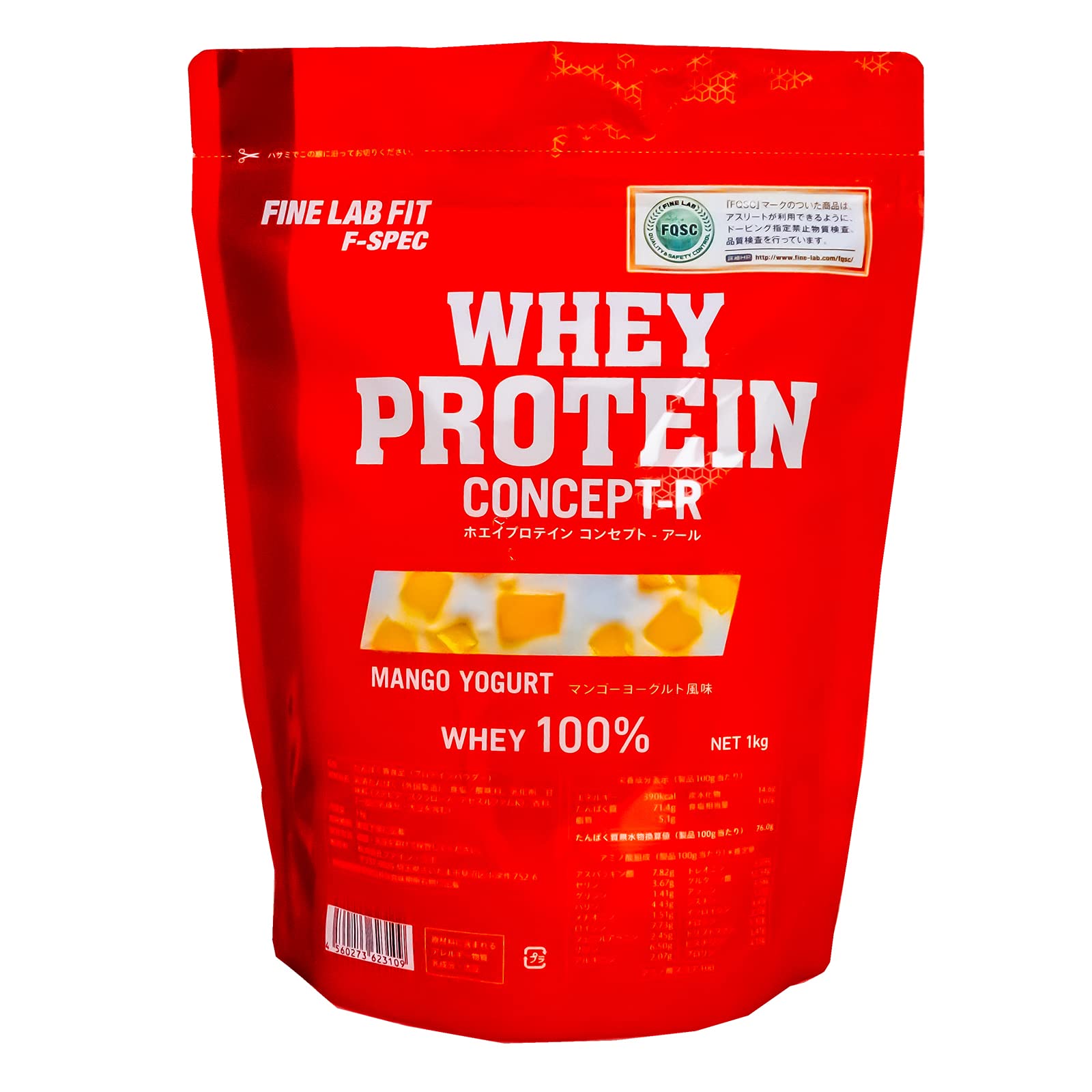 （ファイン・ラボフィット)FLF F-SPEC ホエイプロテイン コンセプト-R WHEY PROTEIN CONCEPT-R (マンゴーヨーグルト, 1kg) ぷろていん WPC 1kg（50食分）