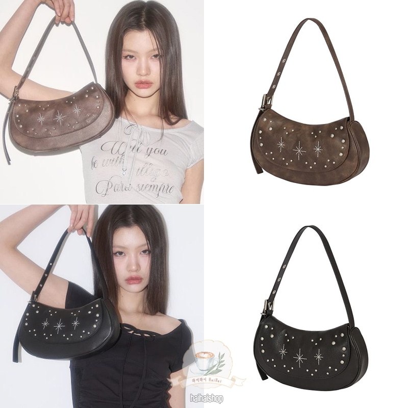 韓国 人気 スタッズバッグ[ILLIGO] STUD ORNAMENT HOBO BAG Qoo10] ILLIGO 【韓国人気】stud organizat : バッグ・雑貨