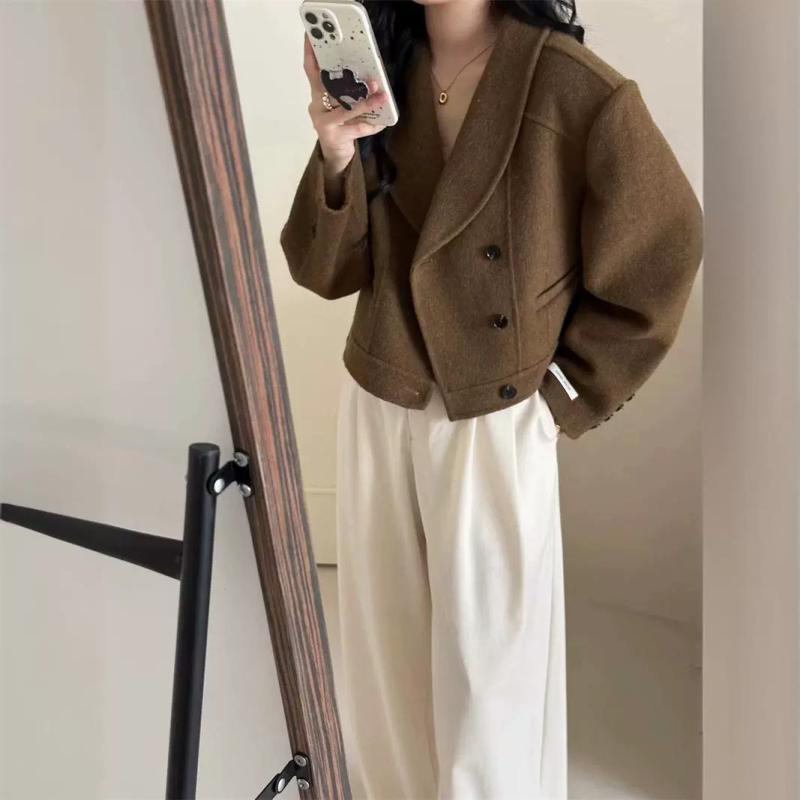 秋服 レディース ファッション オシャレ カワイイ シンプル 大人カワイイ 大きいサイズ ハイエンド スーツ コート フレンチ ウール 通勤ウェア