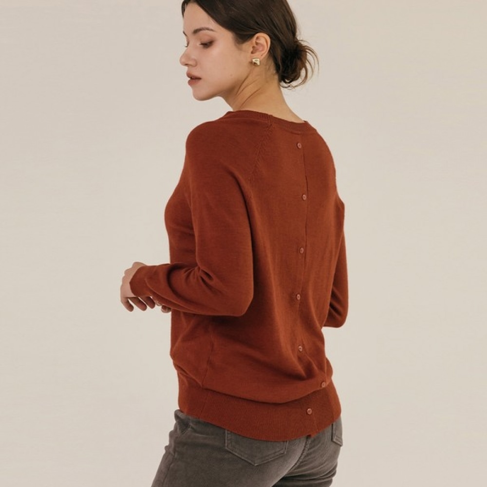 (マックスカルティッジオ) バックボタンラウンドネック長袖ニット