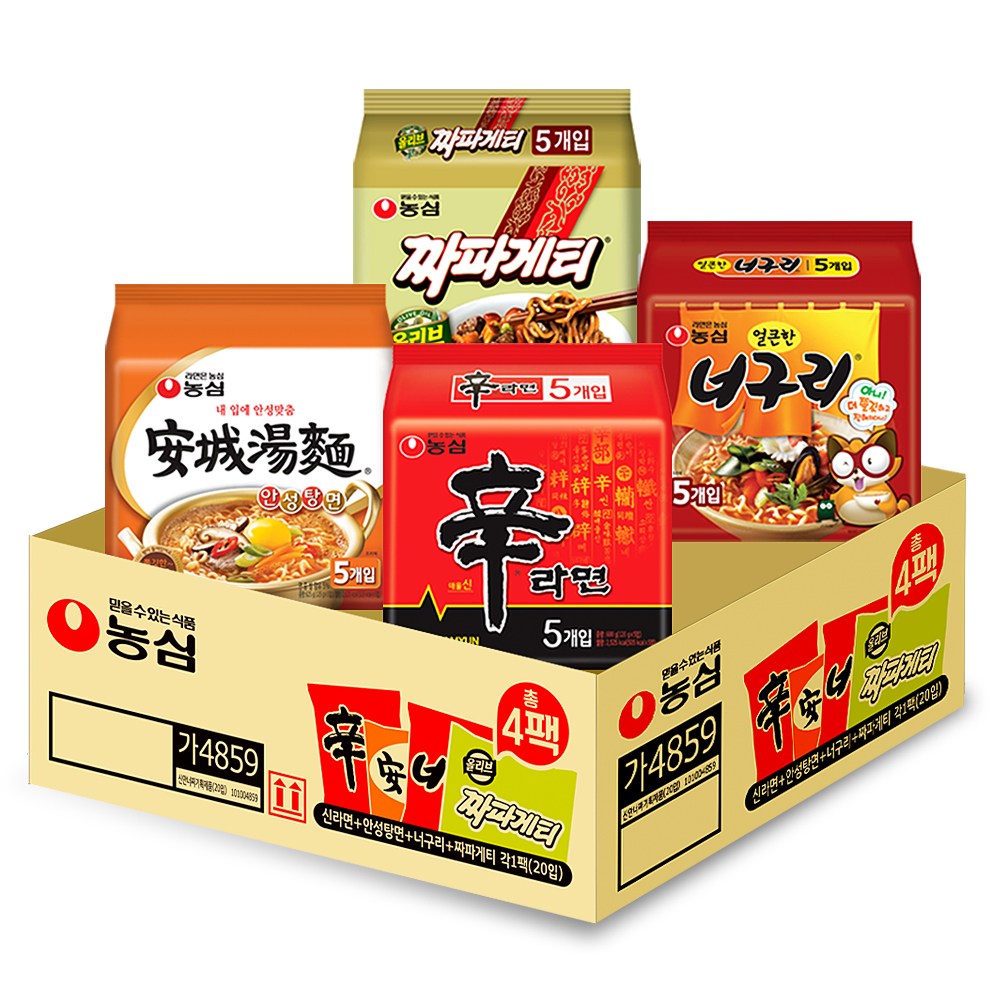 農心 ノンシムシンラーメン120g x 5p +安城湯綿125g x 5p +オルクアライグマ120g x 5p + チャパゲティ140g x 5p1セット