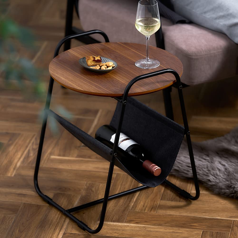 アイリスオーヤマ サイドテーブル スチールフレームサイドテーブル 幅約40×奥行約40×高さ約50 場所を選ばないコンパクトサイズ SFST-400F ウォールナット