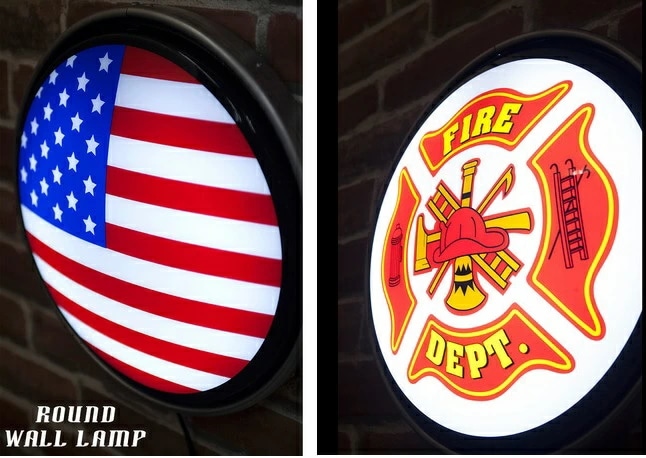 壁掛けライト ラウンドウォールランプ US Flag レトロ雑貨 ガレージ看板