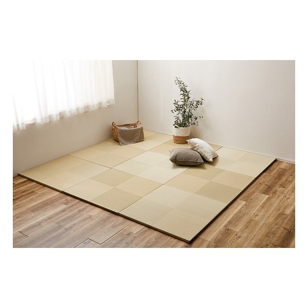 い草風置き畳 市松模様 水拭き可 約82×82×2.5cm 9枚入 グリーン 159055582 15,812円