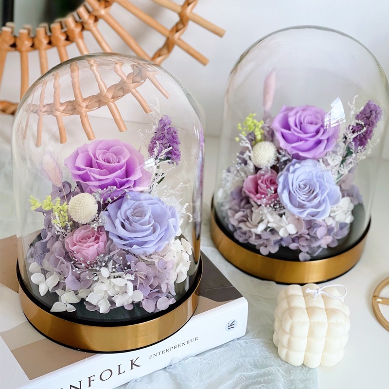 永生花ガラスカバープレゼント満天星ドライフラワーローズガールフレンドの親友に母の日プレゼント誕生日