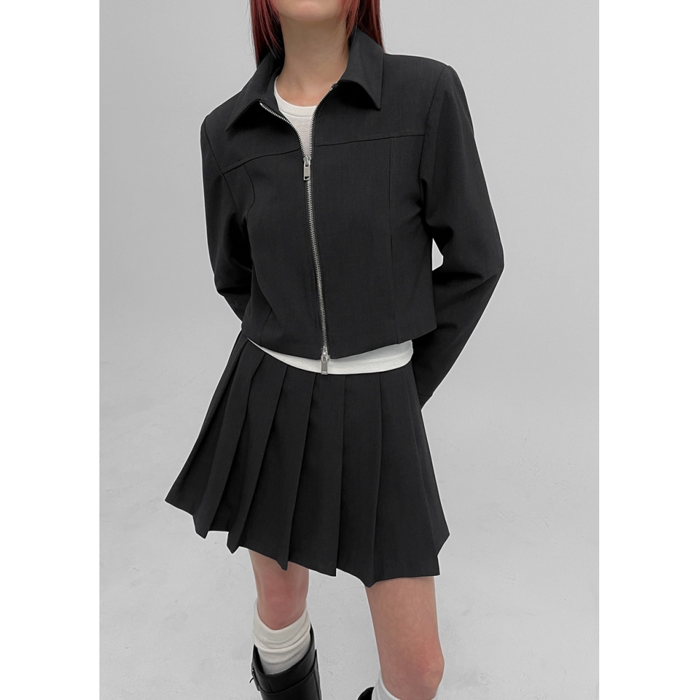 BLACK UP [MADE] ドミニクセミクロップカラージップアップジャケット