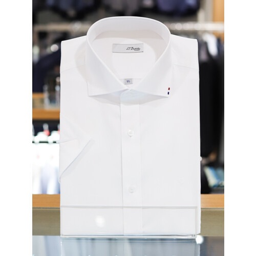 エス・テー・デュポン[デュポンシャツ]メンズスリムフィットワイドカラー半袖南方ワイシャツ（SE3MM21HS302SWH）