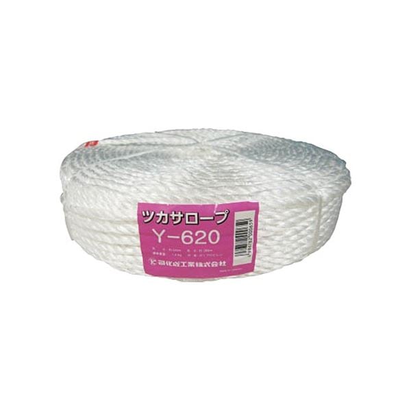 （まとめ）司化成工業 ツカサ PP融着 三本撚ロープ（ツカサロープ） Y-620 1巻[x3]