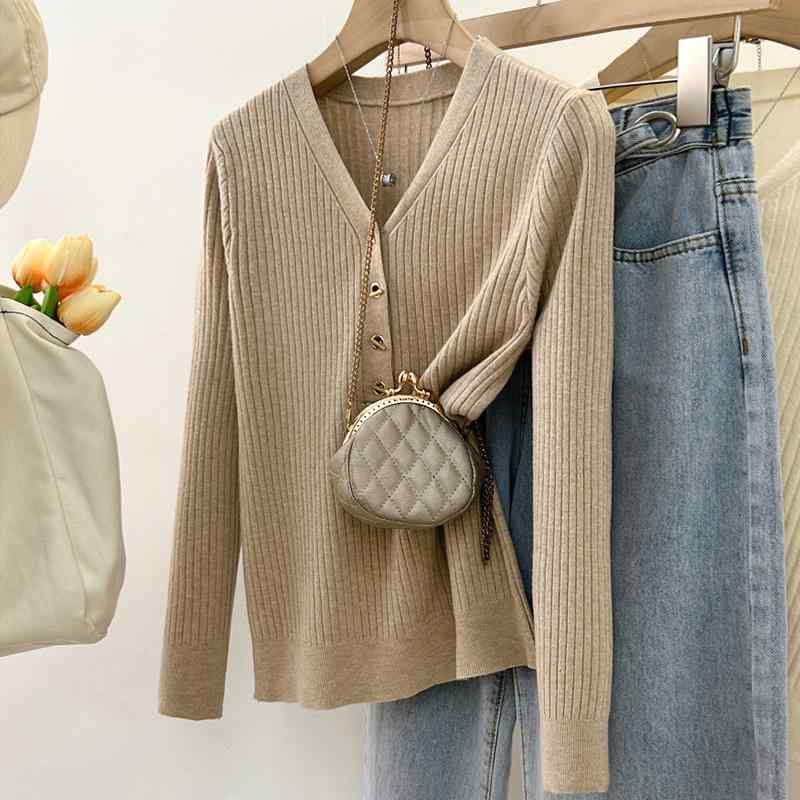 レディース ファッション 服 オシャレ カワイイ シンプル 大人カワイイ 大きいサイズ インナー シャツ ハイエンド 服 Vネック ニット セーター