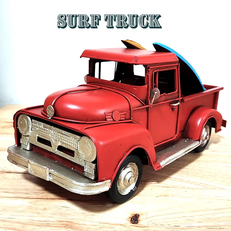 ヴィンテージカー サーフワゴン 車 レトロ アンティーク ブリキ 可愛い ディスプレイ レッド 置物 サーフトラック アメリカン 雑貨 サーファー かわいい ビンテージ おしゃれ カフェ バー 店舗
