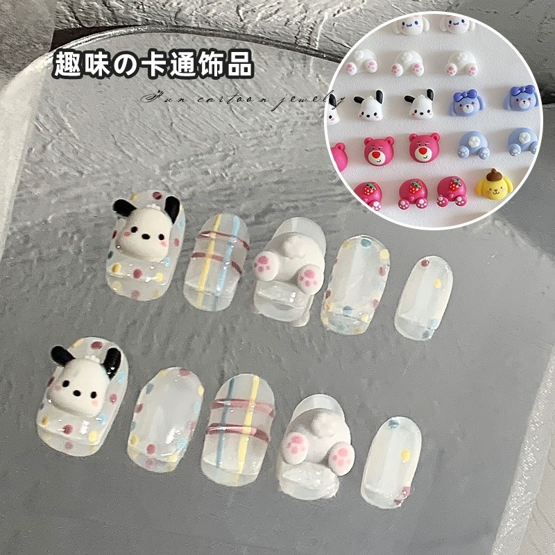 インターネットセレブネイルアートかわいい漫画アクセサリー樹脂頭と尻セットイチゴクマシナモン犬ネイルアクセサリー卸売