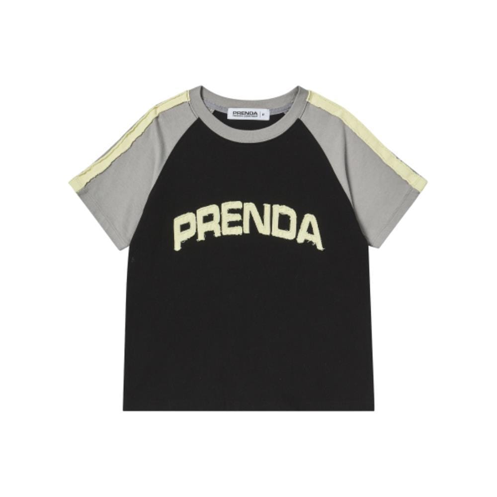 PRENDA TWILL CUTOFF RAGLAN TEE GRAY BLACK PRTFSURS05WC6