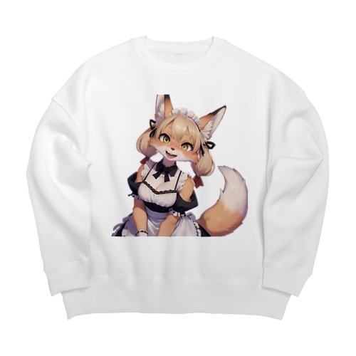 【文字入れ可能受注生産】キツネの女の子　メイド　ケモナー ビッグシルエットスウェット