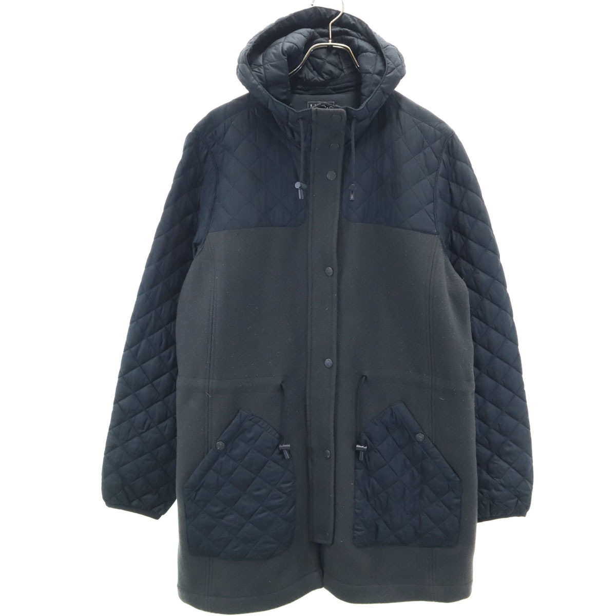 キルティング切替 フーデッド コート XL チャコールグレー アウトドア レディース 古着