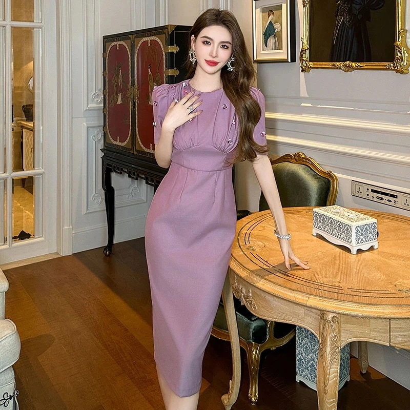 新作 夏 ピーズ飾り ワンピースドレス パーティー キャバ 着痩せ 大人 同窓会 披露宴 卒業式 結婚式 演奏会 ウェディング 二次会 メガ割