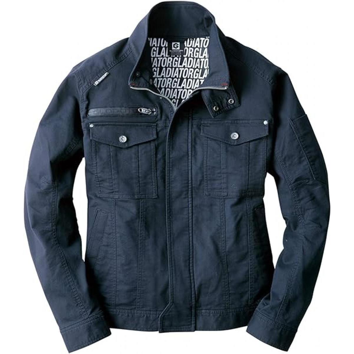 コーコス信岡 GLADIATOR ストレッチ コードピケ ジャケット 長袖 ネイビー L GA-3910 ワークウェア 作業着 動きやすい 着やすい 胸ポケット 袖ポケット