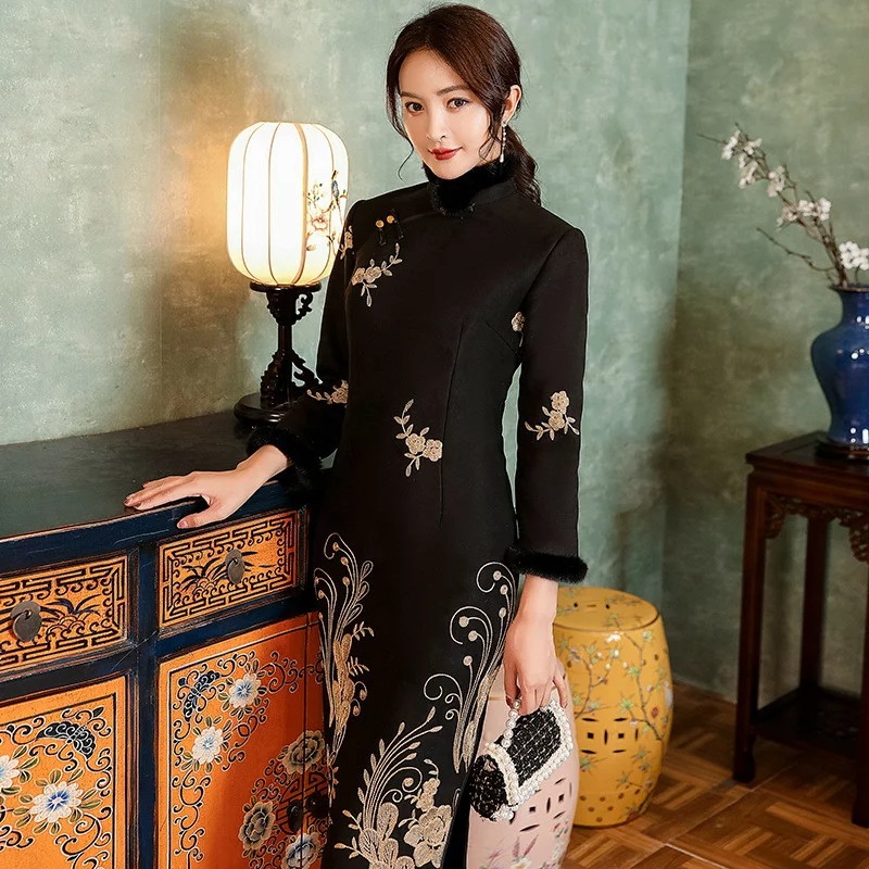 ワンピースチャイナドレス長袖チャイナ服チャイナワンピースドレスチャイナドレスマキシ長袖秋冬エレガント上品立ち襟無地中華風大きいサイズお呼ばれ3XL七分袖パーティーハロウィンイベント衣撮影文化祭学園祭舞 7,364円