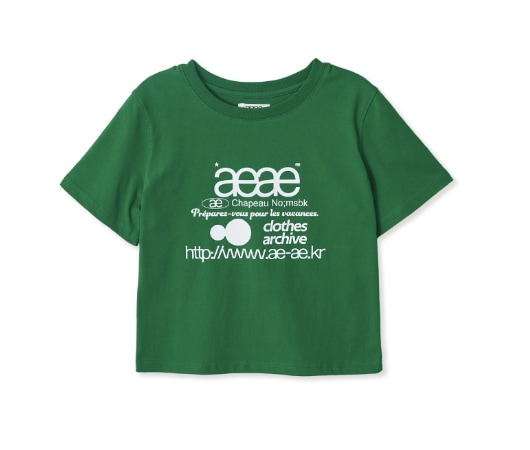 【aeae】 WEB LOGO CROP T-SHIRTS : GREENTシャツ・カットソー