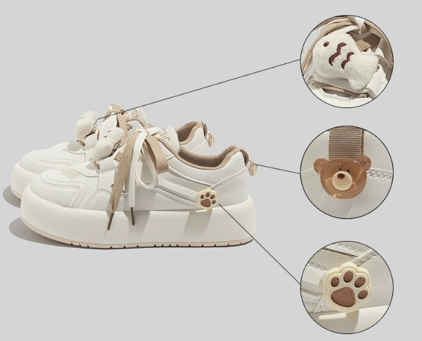 レディース スニーカー ランニング スポーツ ダンス スポーツシューズ 厚底 4 靴ひも 通気性 メッシュ アニマル飾り かわいい カジュアル おしゃれ ラブリー キュート ガーリー 存在感