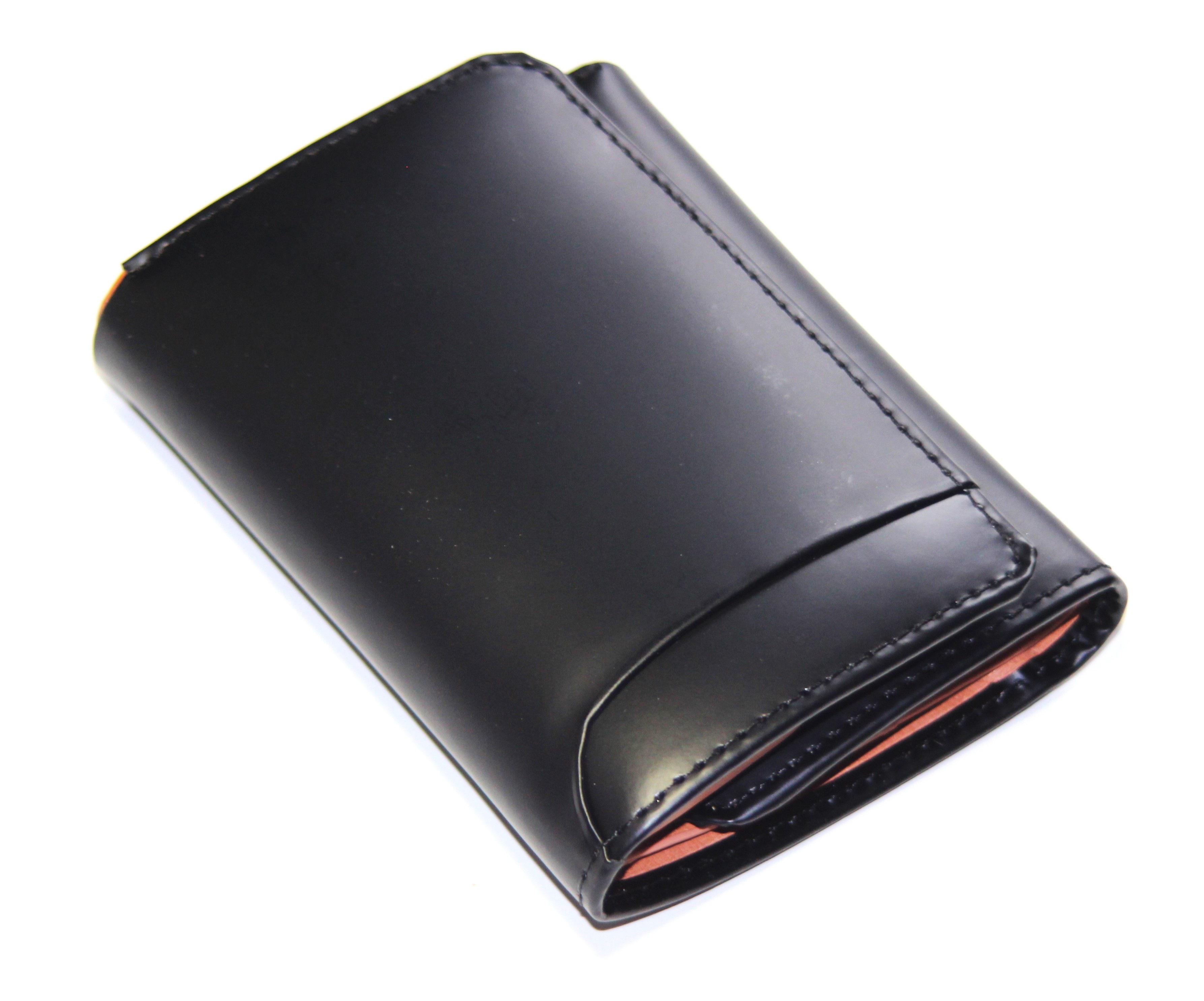 【新規OPEN】【期間限定セール】【激安】【新品未使用】 馬革　ブルレザー牛革　カードスライダー　三折りモデル　ショートウォレット　MF-07　ブラック