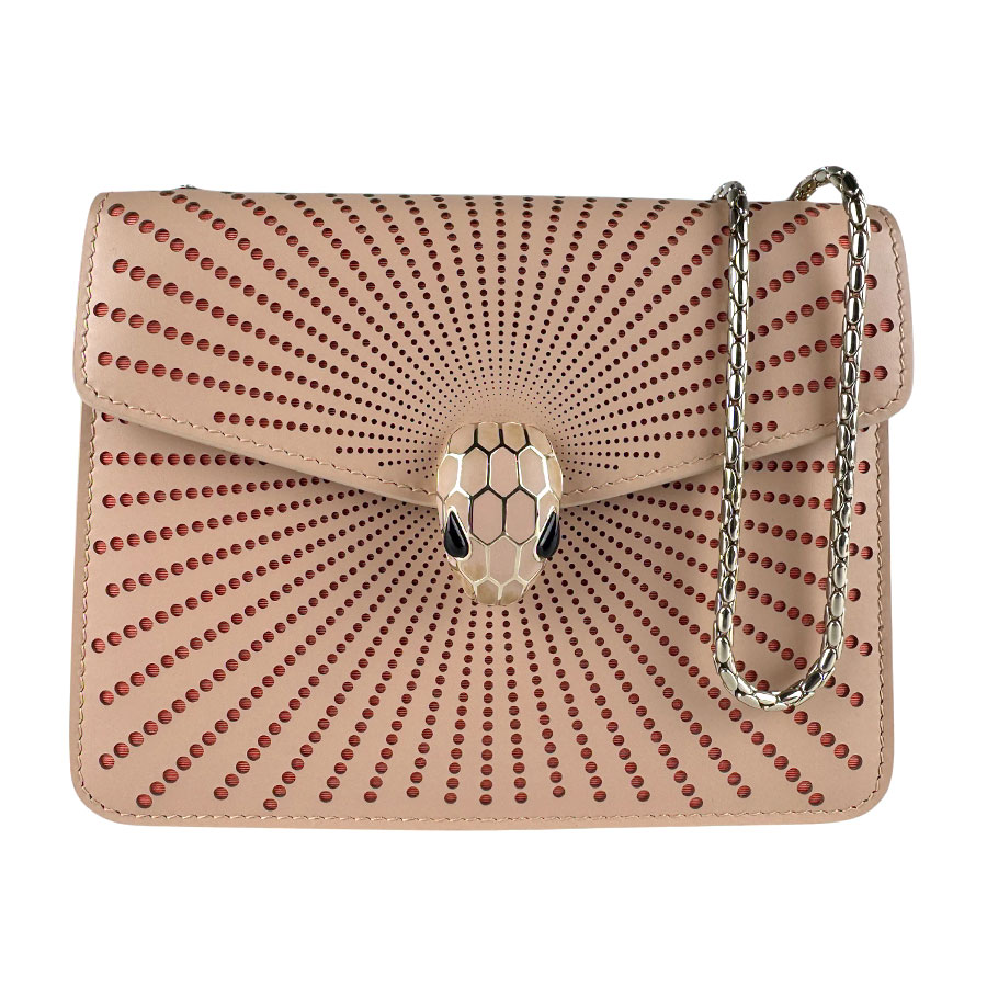 ブルガリ BVLGARI ショルダーバッグ セルペンティ フォーエバー レザー ピンクベージュ レディース z9897